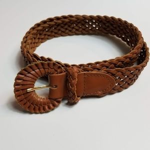 Vintage Woven Braided Split Brown Leather Belt M